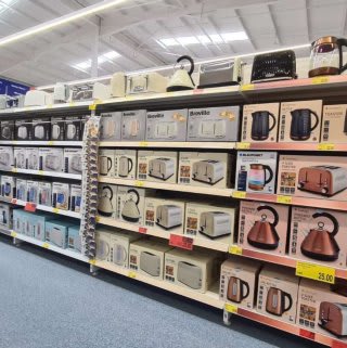 B&M's brand new store in Doncaster stocks a great range of electrical items for the home, including TVs, Bluetooth speakers, toasters, irons and much more.