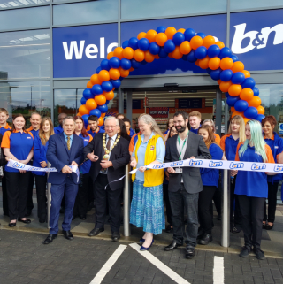 Provost Tom Kerr was on hand to cut the ribbon at the opening ceremony of B&M's new store Livingston.