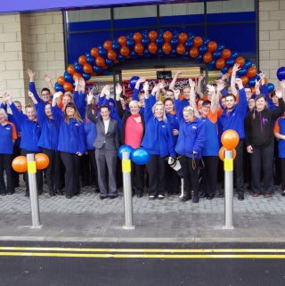 B&M's store team at their new Guisborough store can't contain their excitement on opening day.