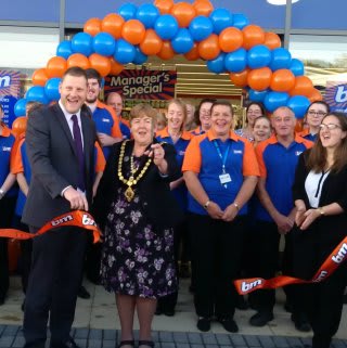 Local Mayor Margaret Young was B&M's special guest on opening day, cutting the ribbon at its new store at Launceston Retail Park.