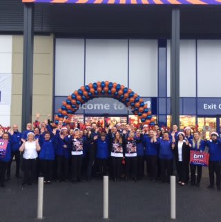 B&M Skelton store staff pose outside their brand new store, located on Pheasant Field Lane.