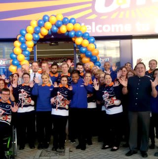 B&M Ortongate's store team can't contain their excitement as they welcome their first shoppers.