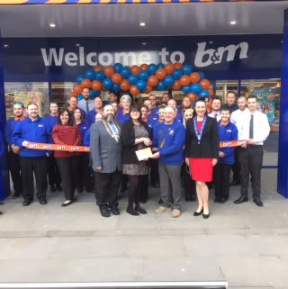 B&M Lowestoft's VIP guests for the day were Lowestoft Lions who fundraised throughout the day. Representative from the charity Derek Ward received £250 worth of B&M vouchers as a thank you for opening the store.