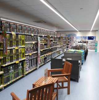 B&M's garden offering on display at its new Bishop's Stortford store.