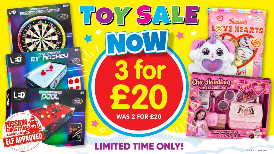 3 for £20 Toys at B&M.