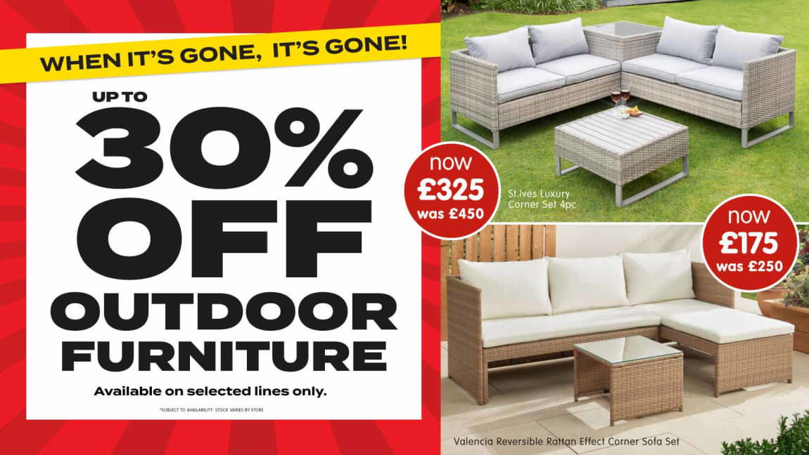Up to 30% Off Outdoor Furniture at B&M.