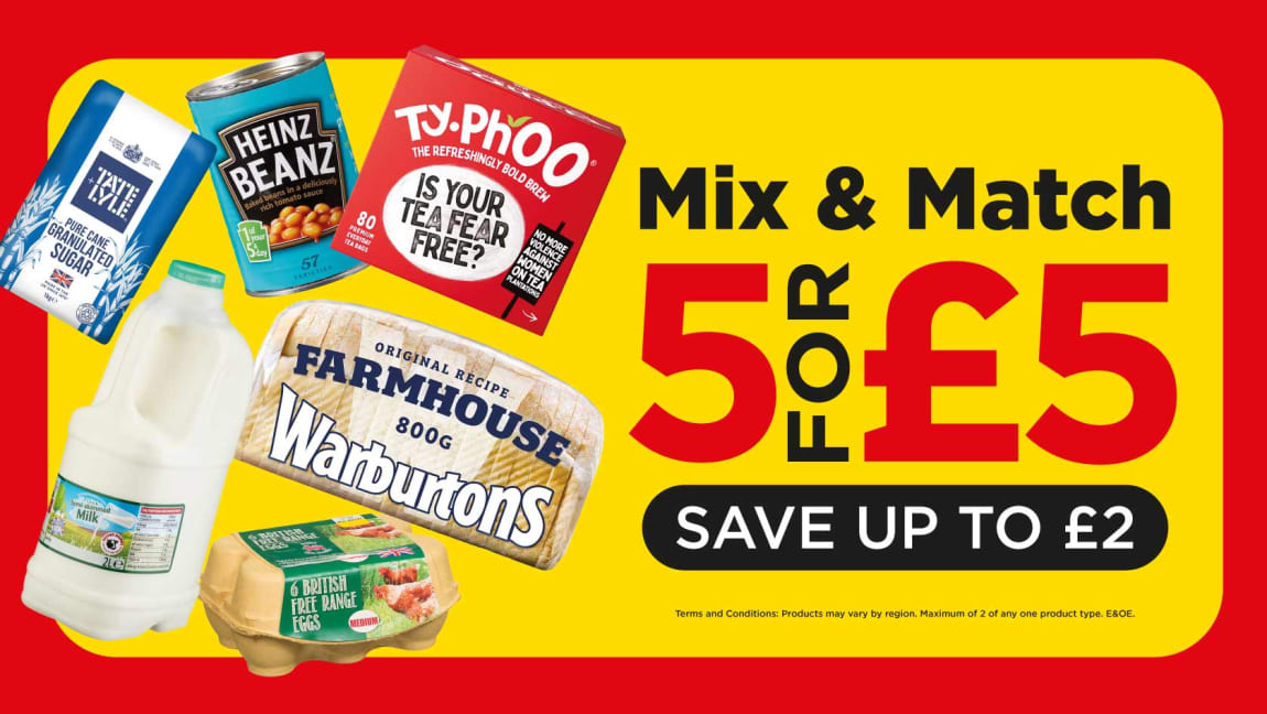 5 for £5 Mix & Match. Category banner.