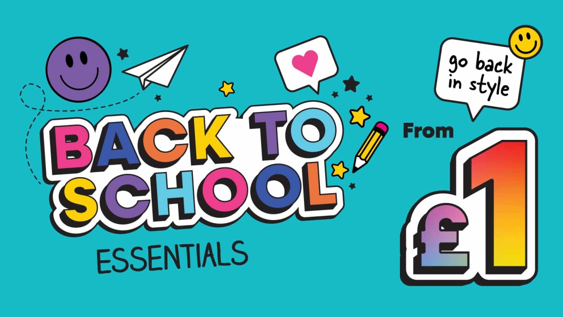 Save on Back to School at B&M. Cat banner.