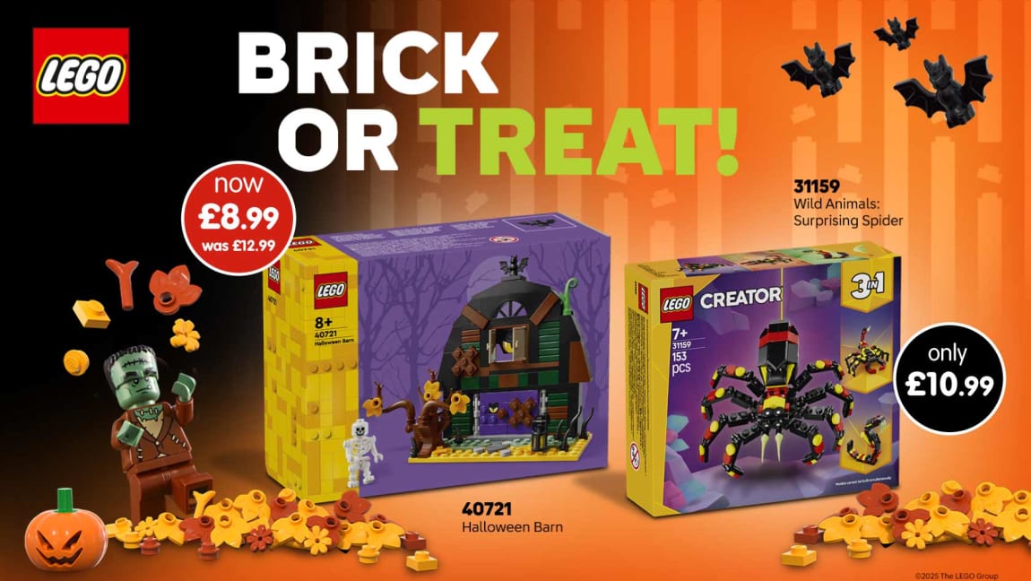 LEGO Halloween at B&M. cat banner.