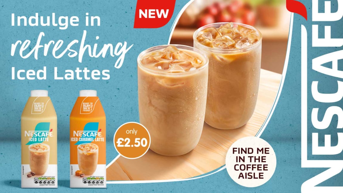 Nescafe Iced Coffee Latte at B&M. Cat Banner.
