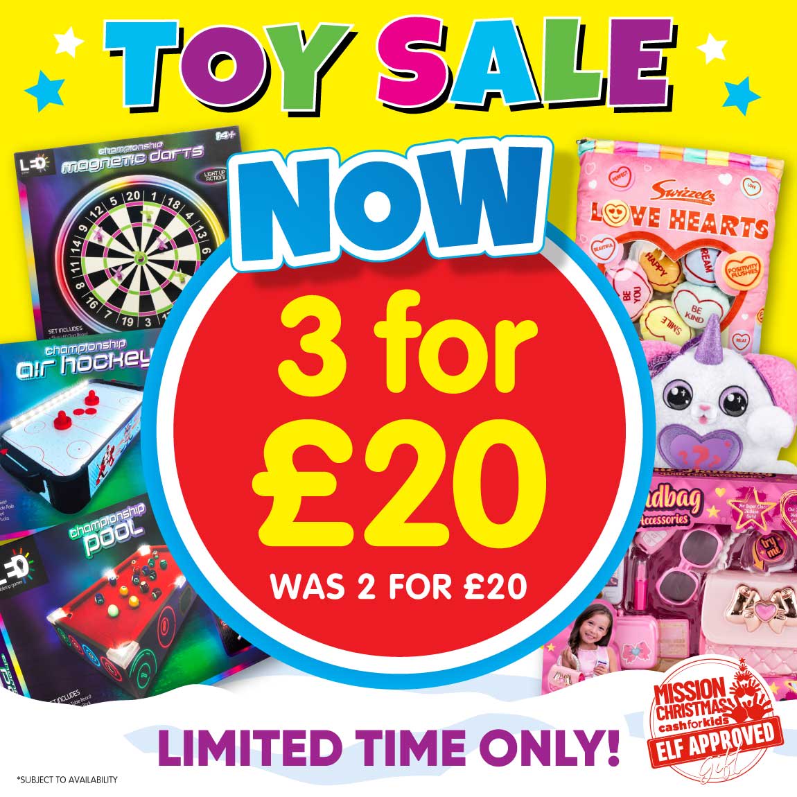 3 for £20 Toys at B&M. Home banner.