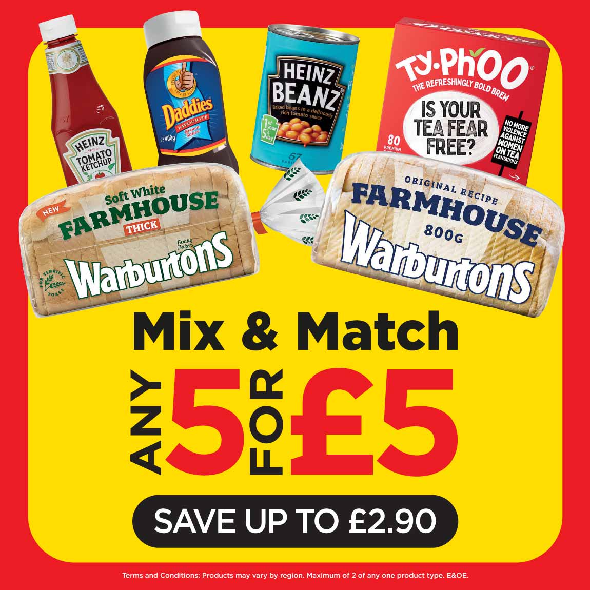 Any 5 for £5 at B&M.