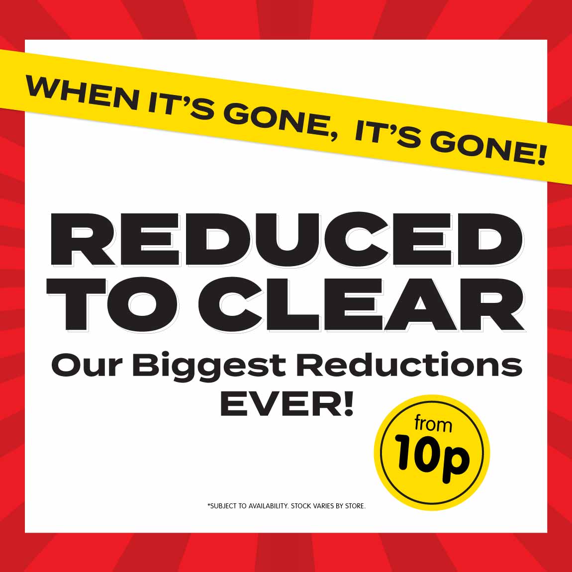 Reduced to Clear at B&M. home banner.