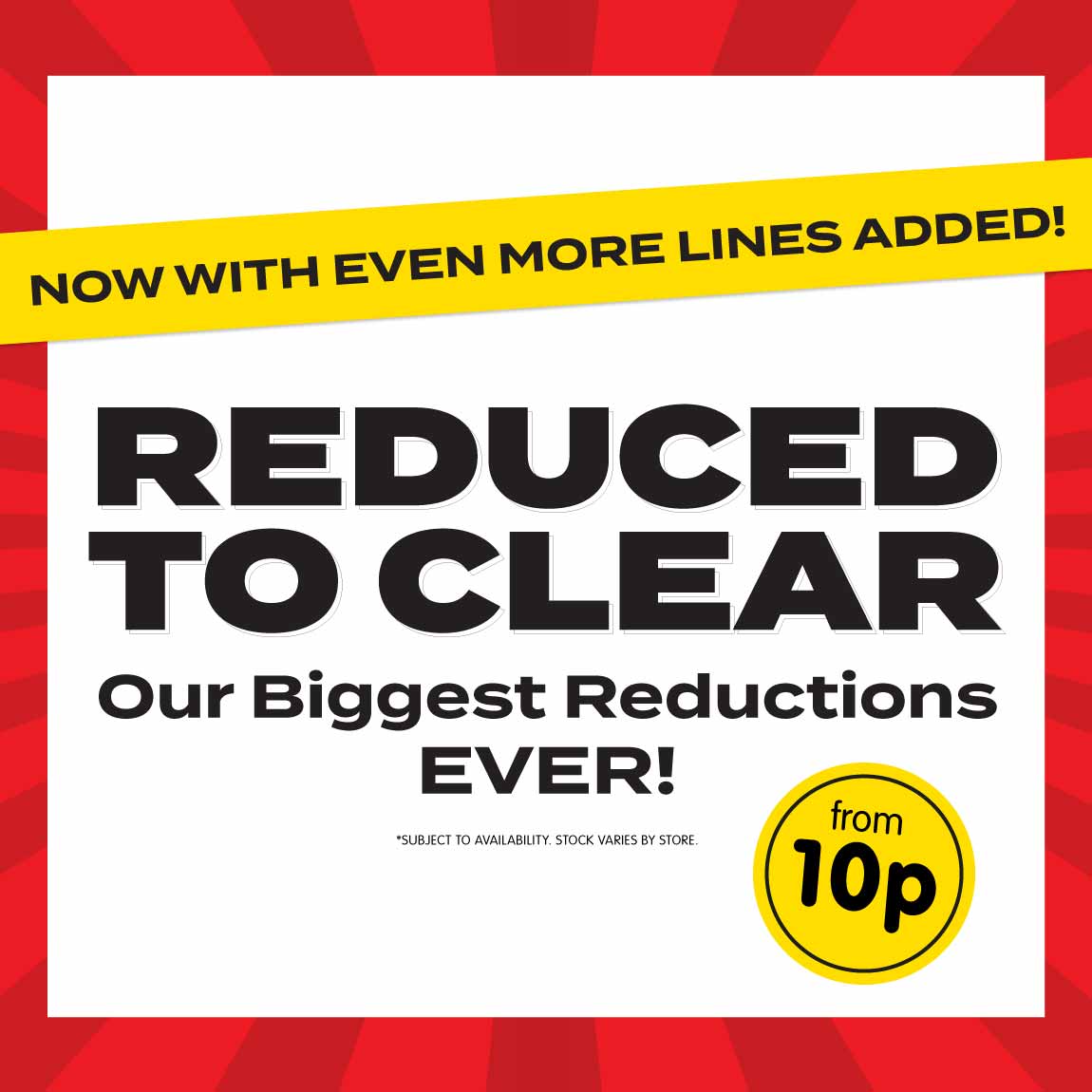 Reduced to Clear at B&M. home banner.