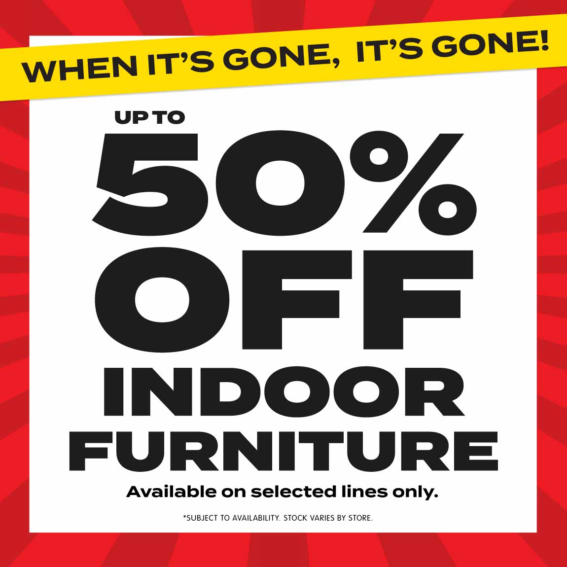 Up to 50% off Indoor Furniture at B&M.