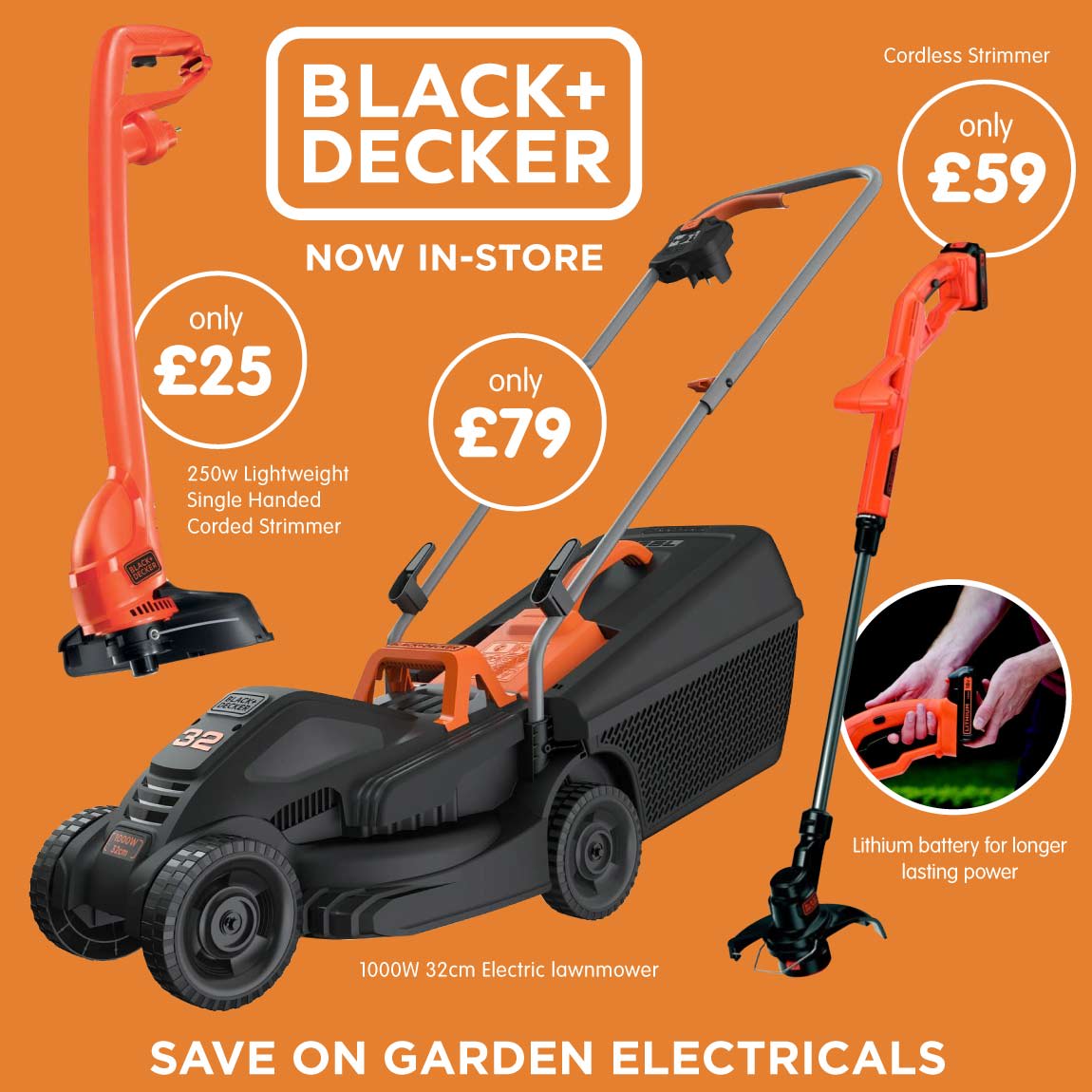 Save on Black & Decker Garden Electricals at B&M.