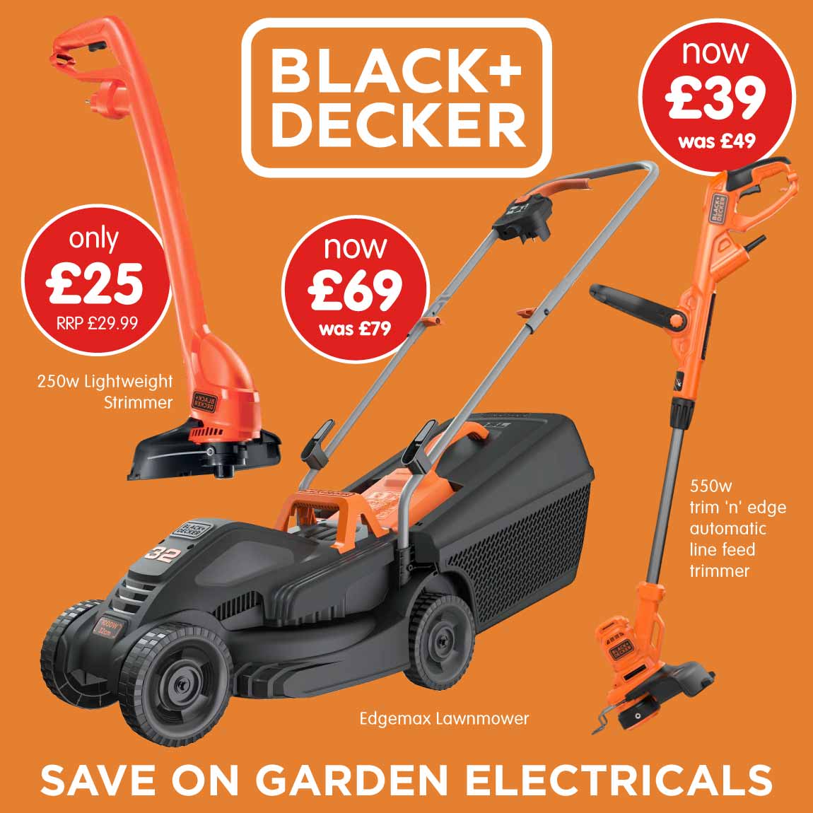 Save on Black & Decker Garden Electricals at B&M.