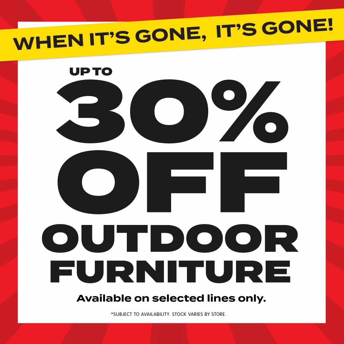 Up to 30% off Outdoor Furniture at B&M.
