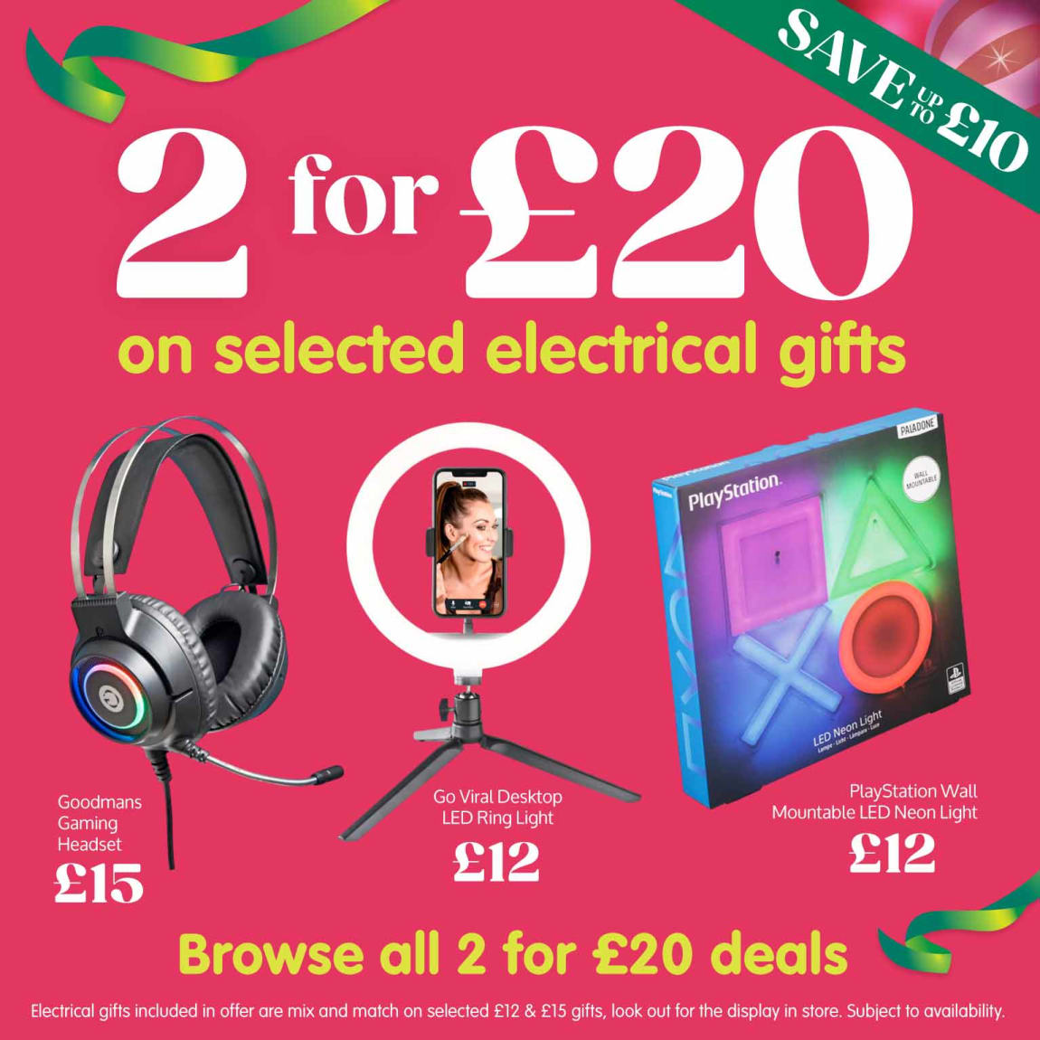 2 for £20 Electricals at B&M. Square.