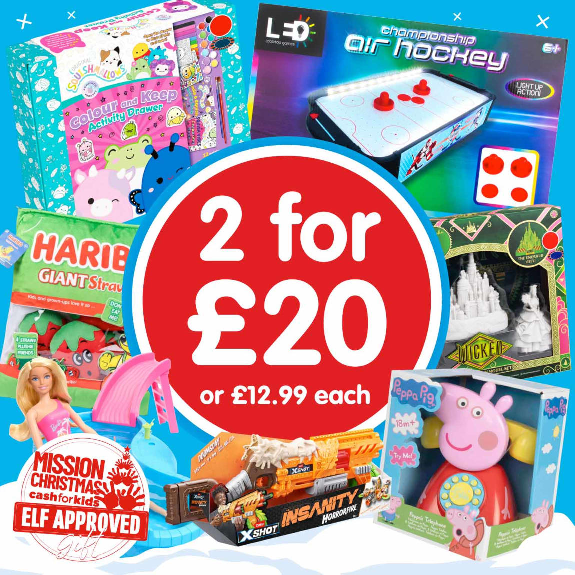 2 for £20 Toys Mission Christmas at B&M.