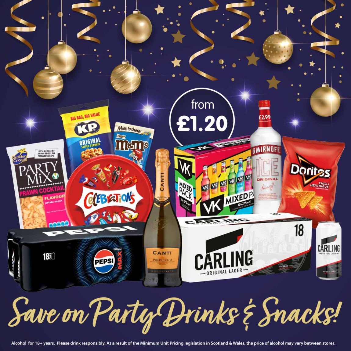 Party Food & Drink at B&M. square.