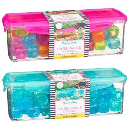 reusable ice cubes 60pk - multi picnic - b&m