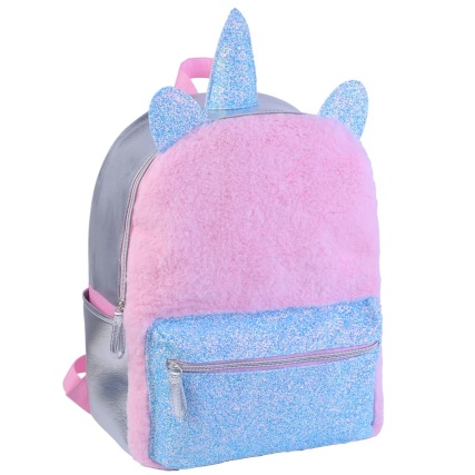 fluffy rainbow backpack