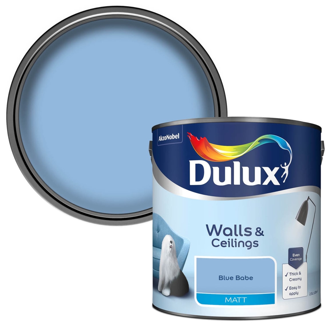 Dulux Matt Paint 2.5L Blue Babe DIY Paint B&M