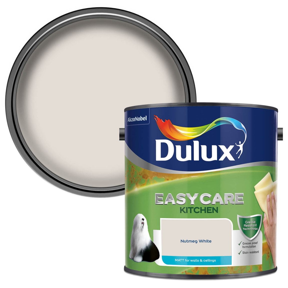 Dulux Easycare Kitchen Matt 2.5L Nutmeg White Paint B&M