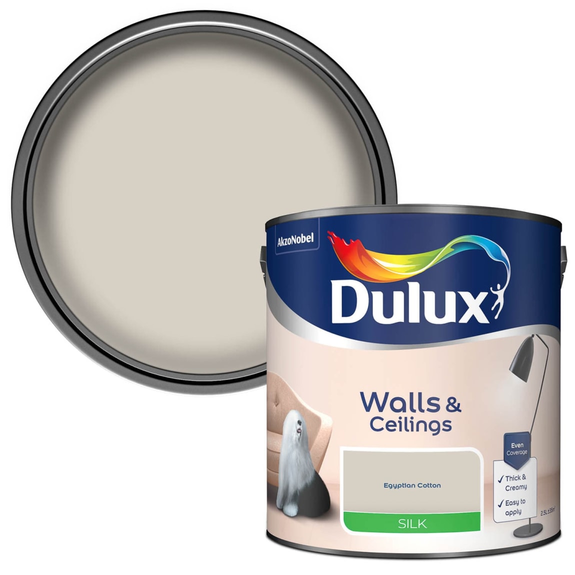 Dulux Silk Paint 2.5L Egyptian Cotton DIY B&M