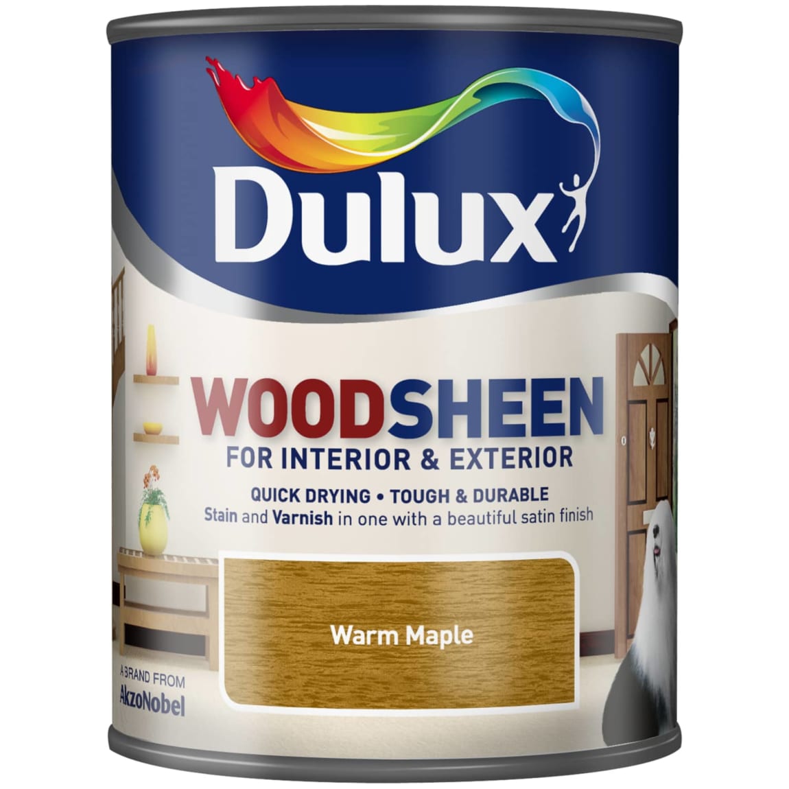 Dulux Woodsheen Stain & Varnish 750ml Warm Maple DIY B&M