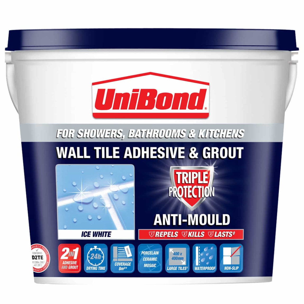 UniBond Wall Tile Adhesive and Grout Triple Protect DIY