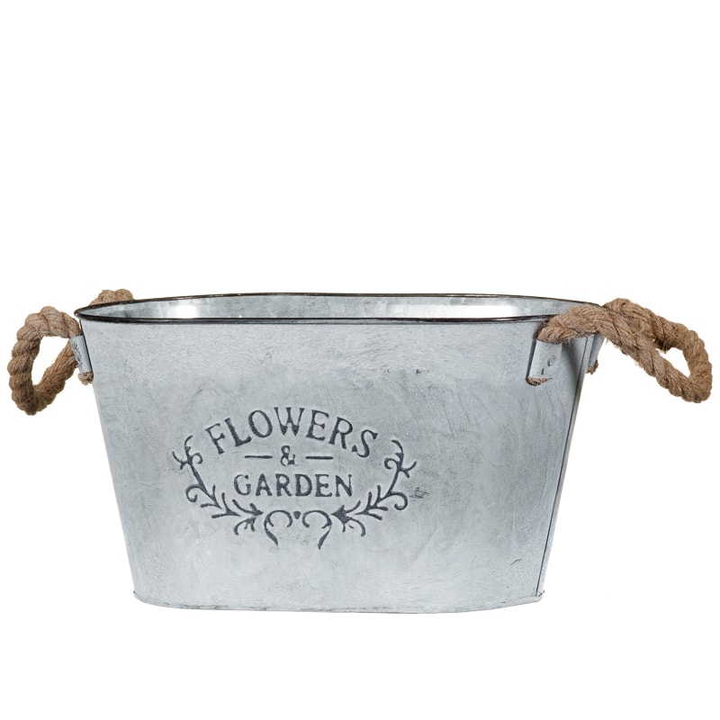 Galvanised Oval Planter Garden Ornaments B&M