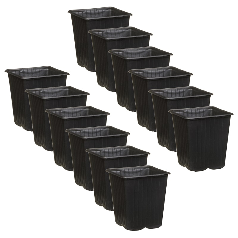 Black Plant Pots 12pk Garden Planters & Pots B&M