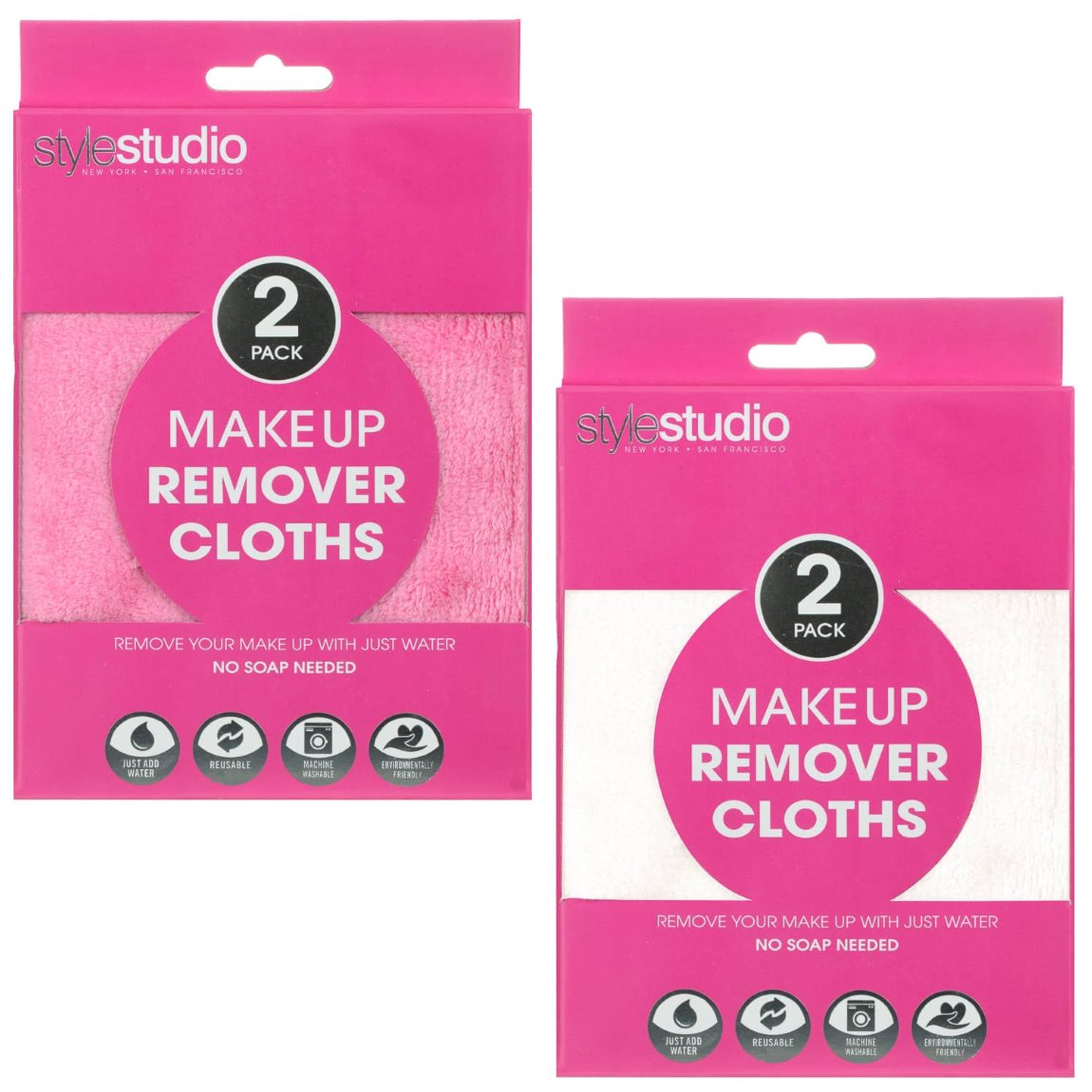MakeUp Remover Cloths 2pk Pink Skincare B&M