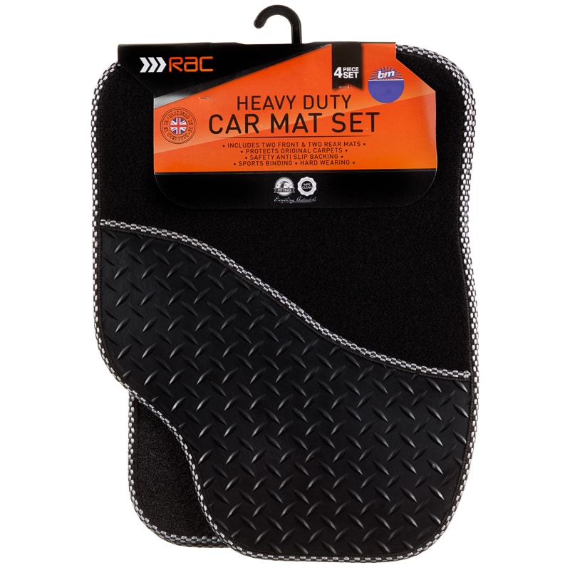 RAC Heavy Duty Car Mat Set 4pk Car Accessories, Car Carpet