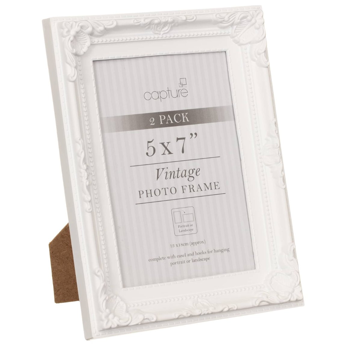 Vintage Photo Frames 5 x 7" 2pk White Home Accessories B&M