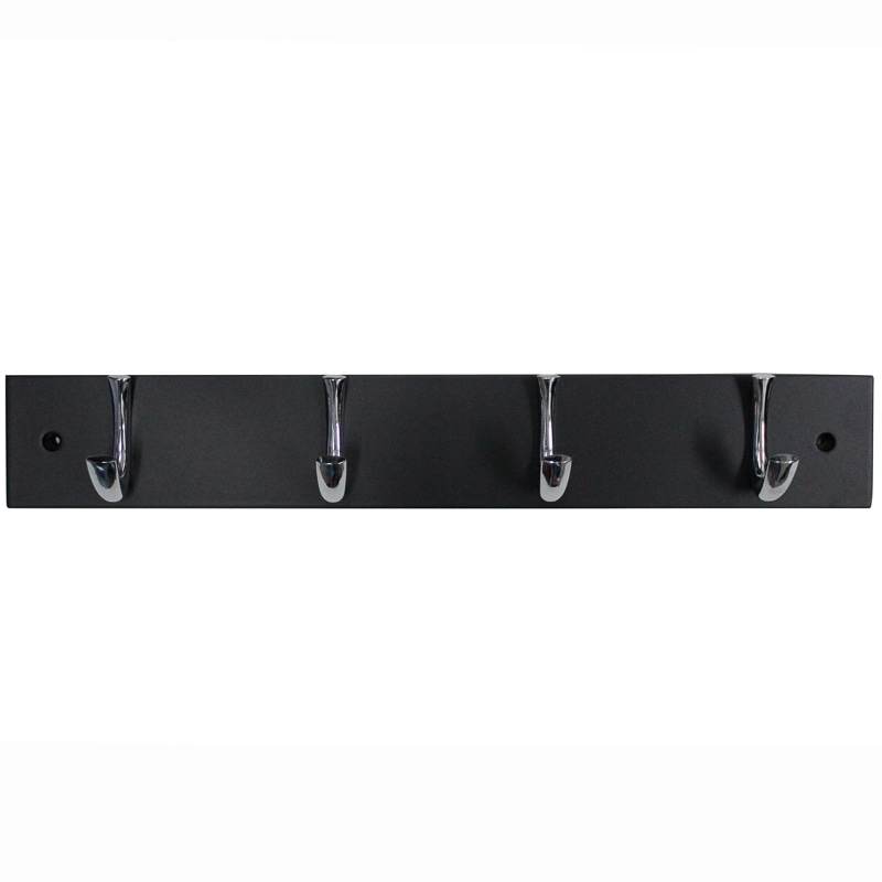 Black & Chrome 4 x Double Hook Rail Hooks & Hangers B&M