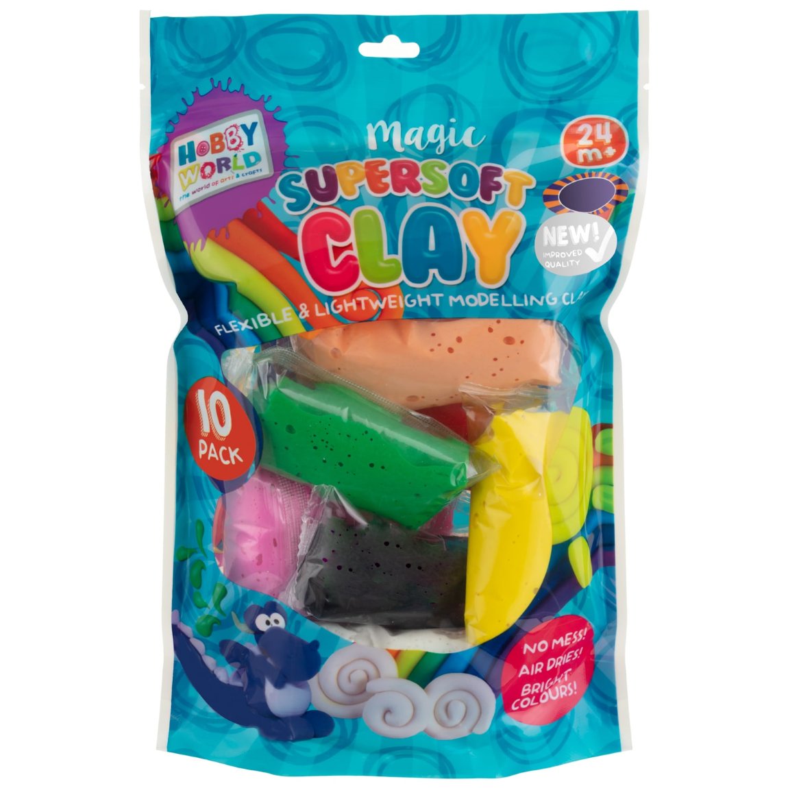 Hobby World Super Soft Modelling Clay 10pk Kids Arts & Crafts B&M
