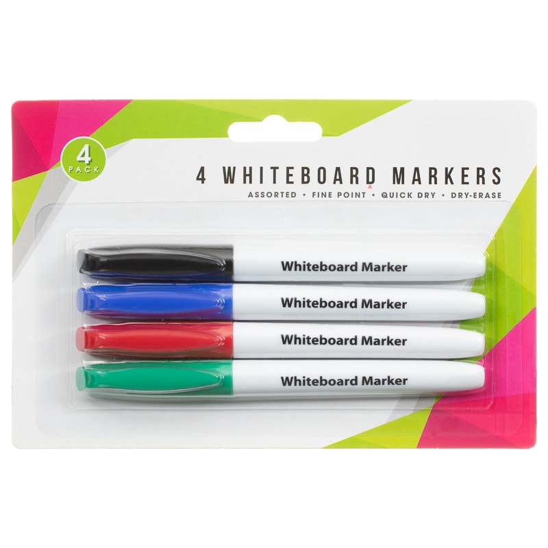 Whiteboard Marker Pens 4pk Stationery B&M