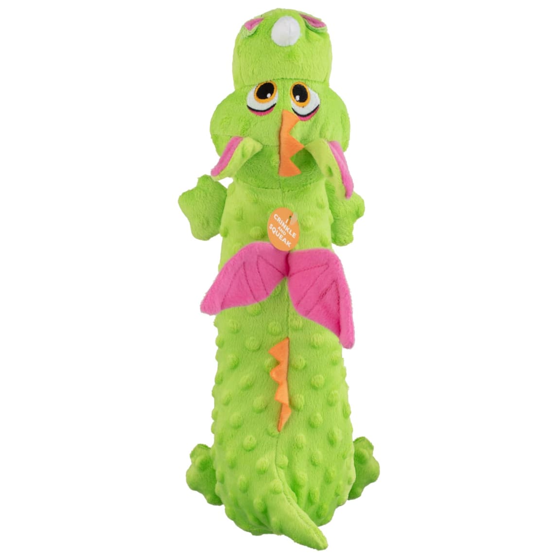 Crinkle & Squeak Dragon Dog Toy Green Pets Dog Toys B&M