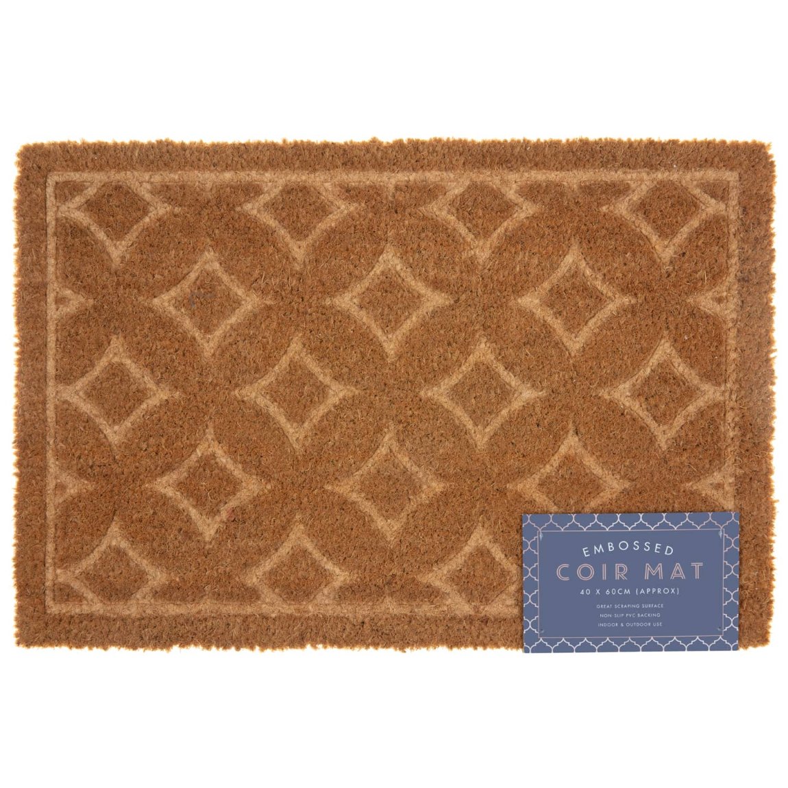 Embossed Coir Doormat 40 x 60cm Home B&M
