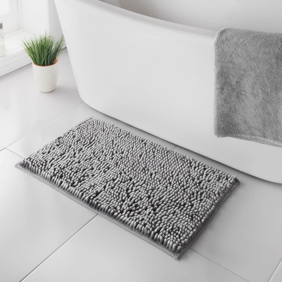 Velvet Touch Bath Mat Grey Bathroom B&M Stores