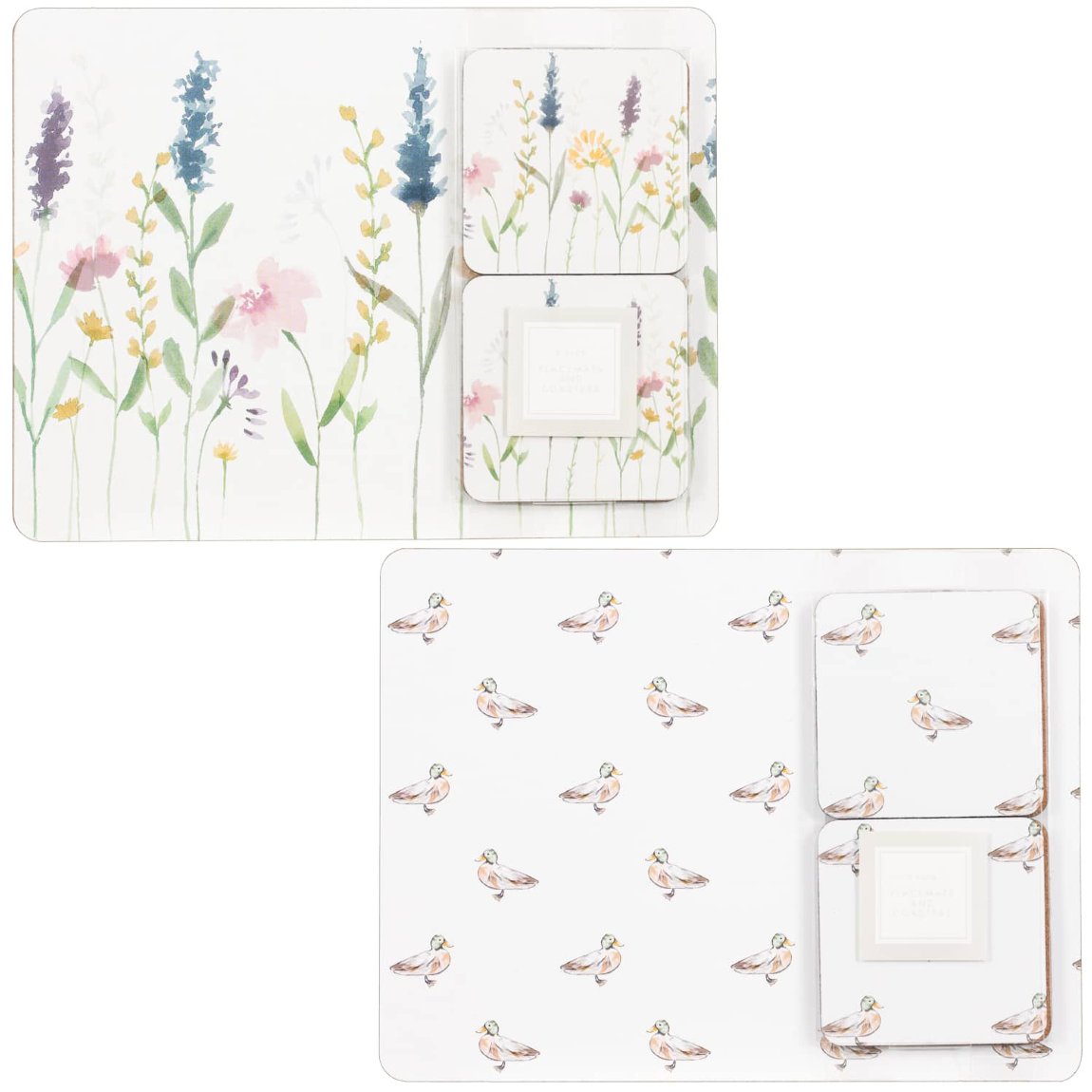 Traditional Cork Placemat & Coaster Set 8pc Ducks Tableware B&M