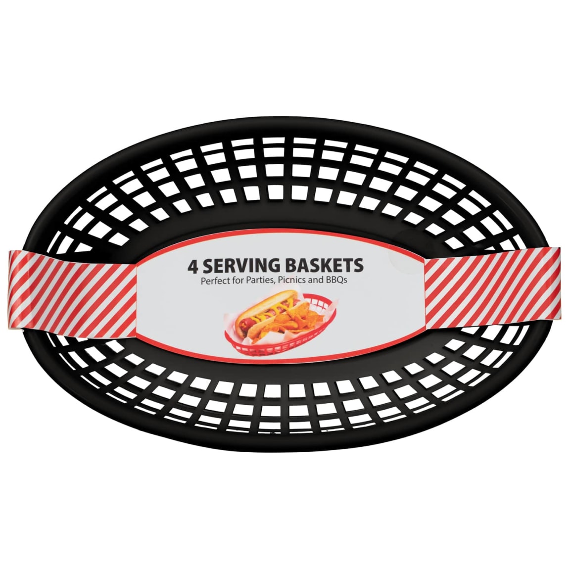 Food Serving Baskets 4pk Black Kitchen Accessories B&M