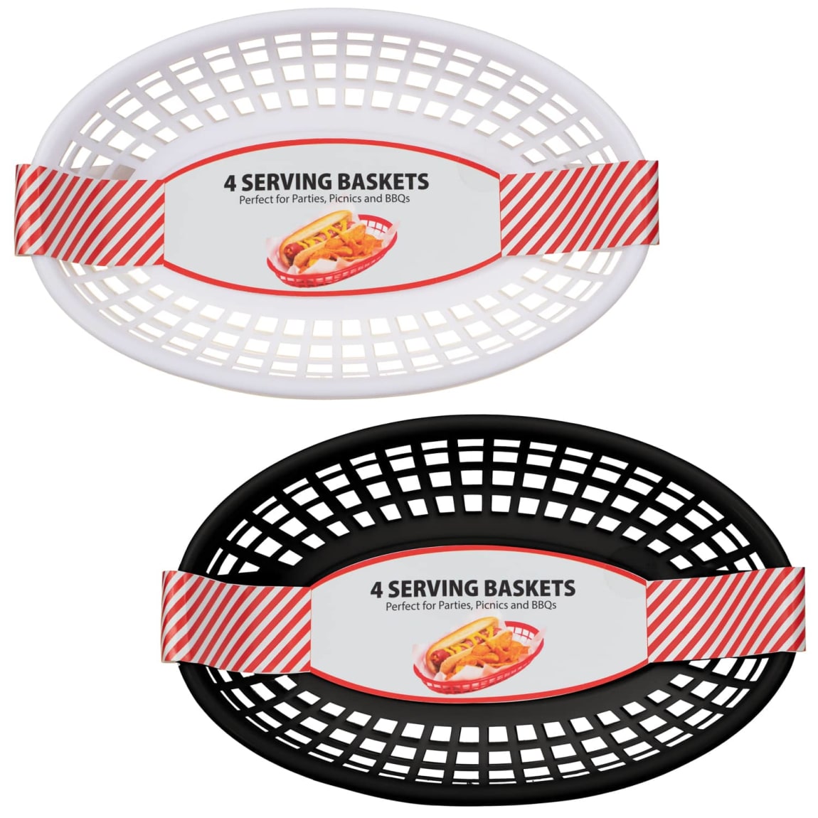 Food Serving Baskets 4pk Black Kitchen Accessories B&M