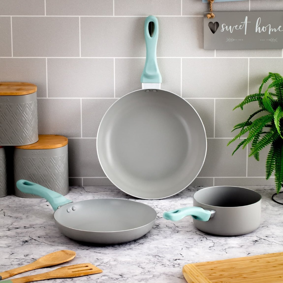 Wilkinson Soft Pastels Saucepan 16cm Blue Cookware B&M