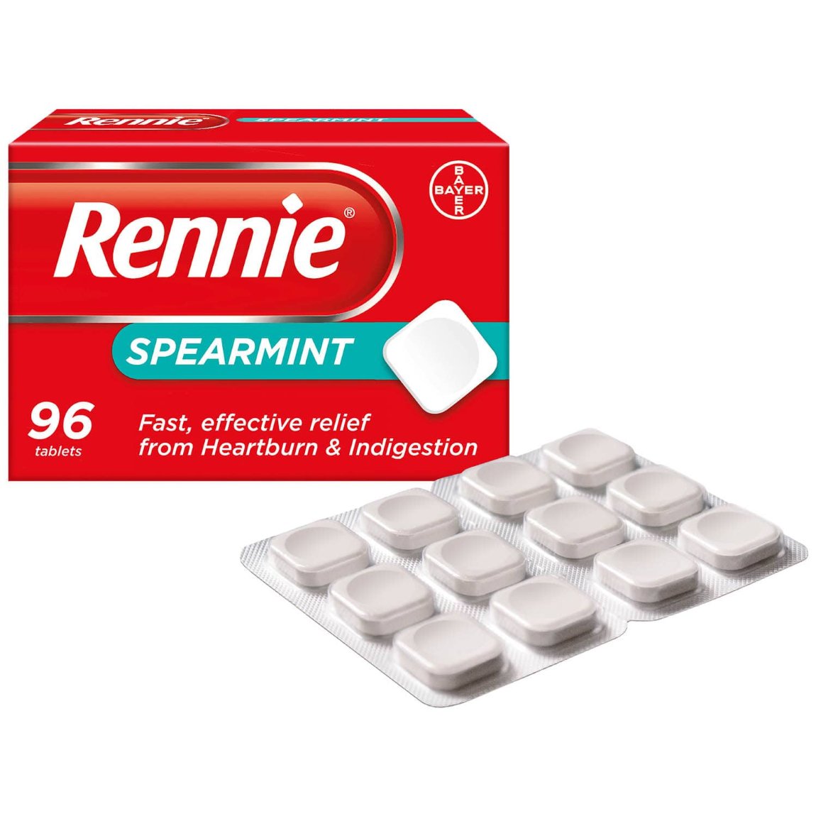 Rennie Spearmint Tablets 96pk Health & Wellbeing B&M