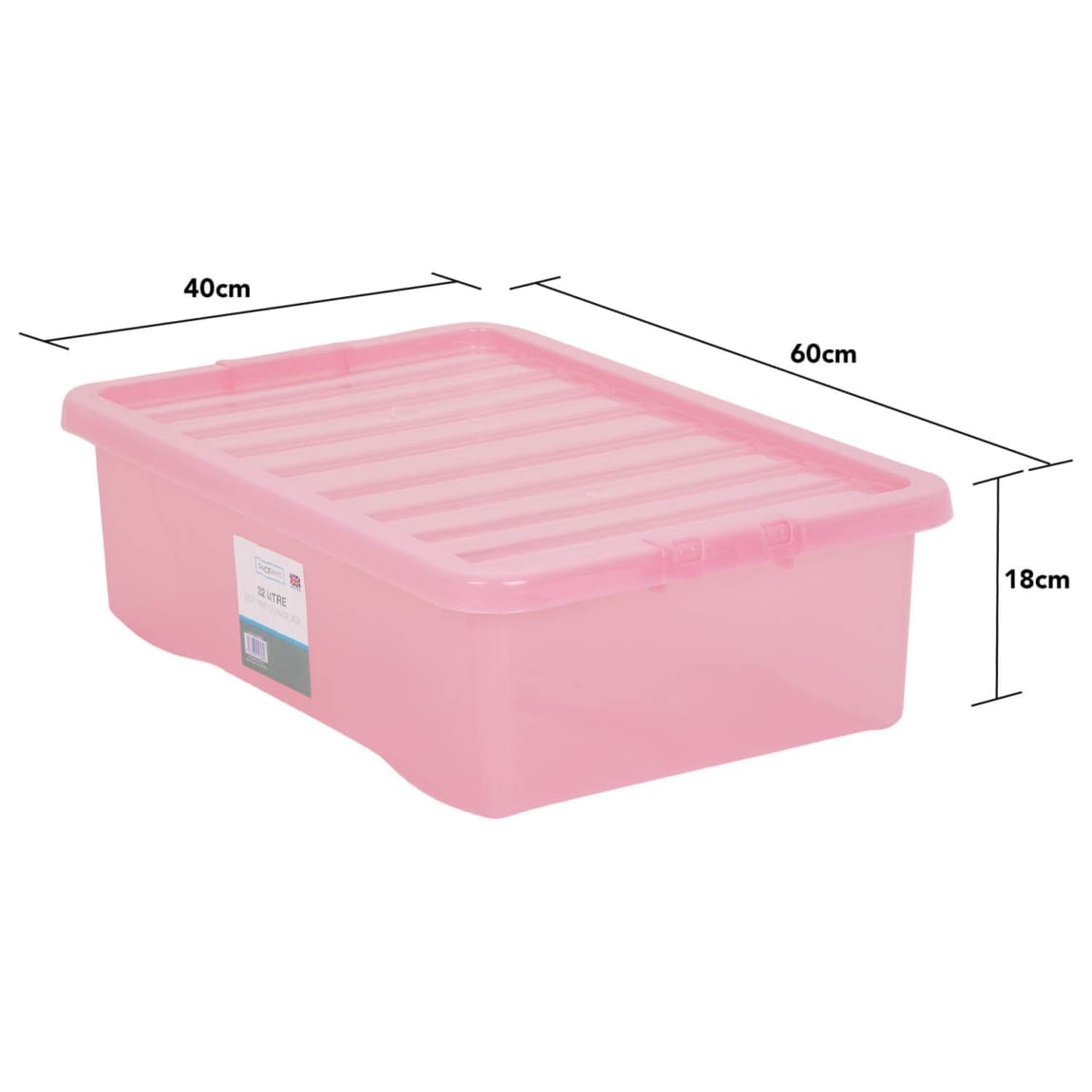 Translucent Storage Box 32L Pink Storage Box B&M Stores