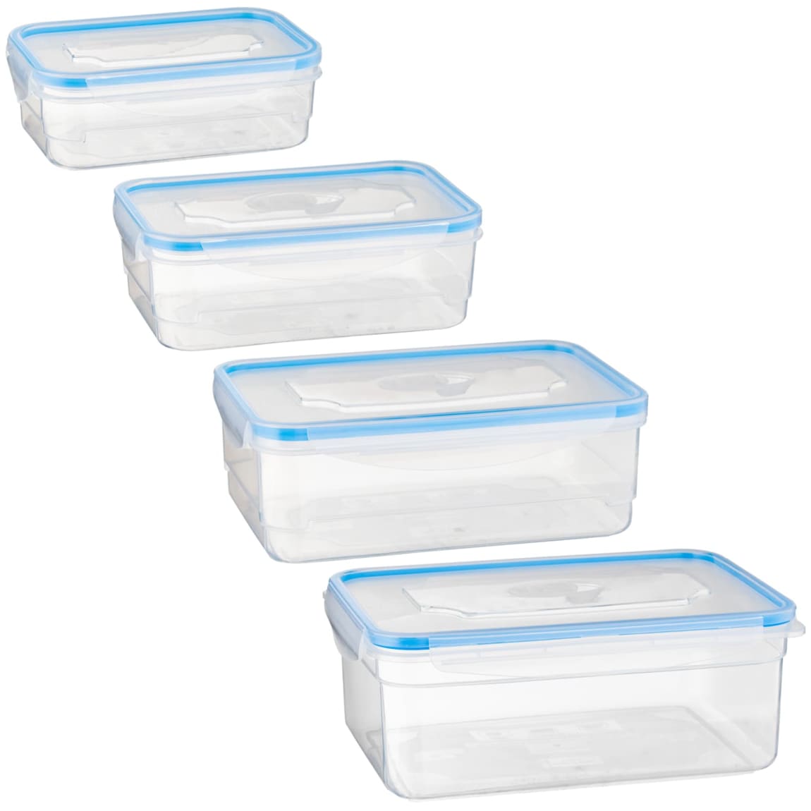 Clip Top Food Containers 4pk Blue Kitchen B&M